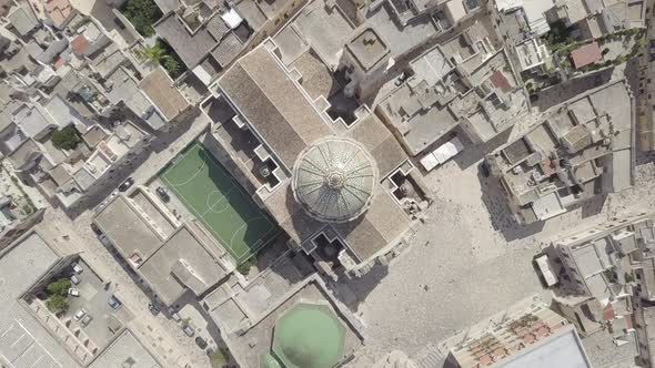 Aerial view of Basilica Santissimo Rosario catholic cathedral Francavilla Fontana cityscape Italy
