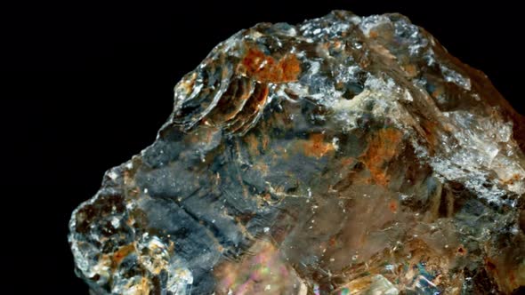 Smoky Quartz Mineral Rock Gem Stone Quartz Geology Specimen, Quartz Rotates on a Black Background alt