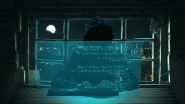 Russian Hacker Is Engaged In Breaking Into The Background Of Window alt
