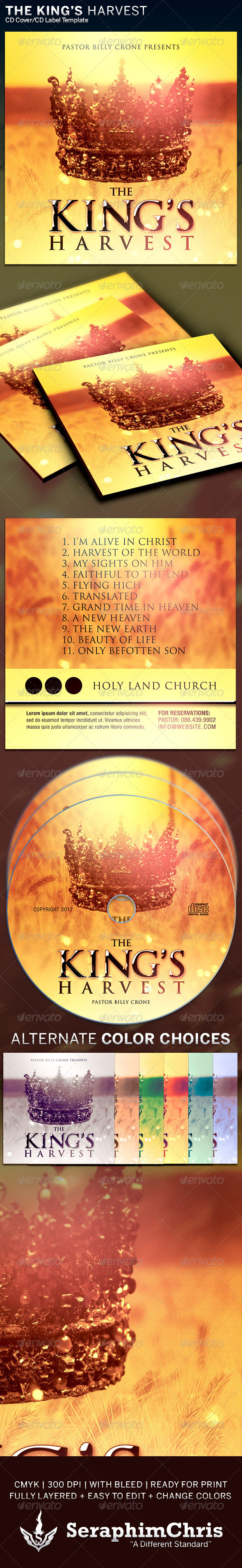 This King's Harvest: CD Cover Artwork Templa - CD & DVD Artwork Print Templates