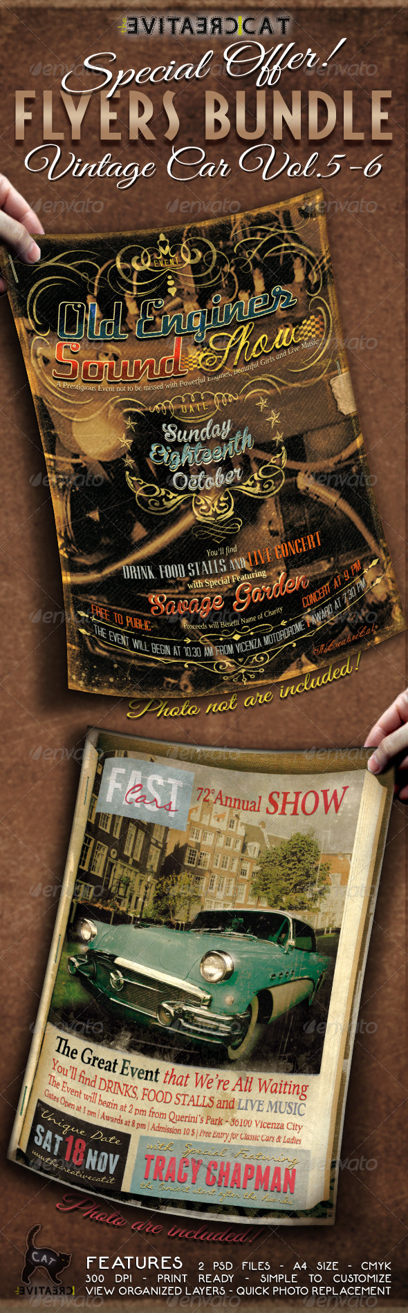 Vintage Car Flyer/Poster Bundle Vol. 5-6 - Events Flyers