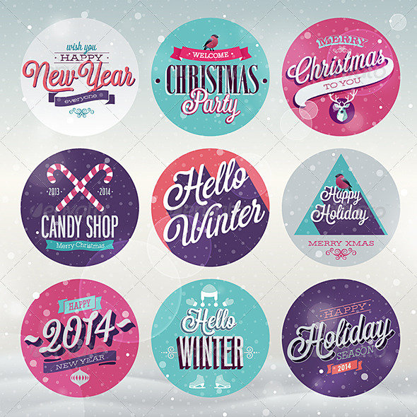 Christmas Set of Labels and Emblems - Christmas Seasons/Holidays