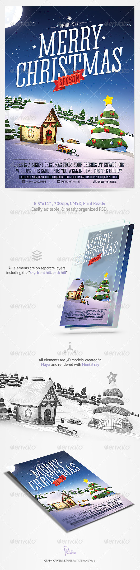 Christmas Greetings Card Template - Holidays Events