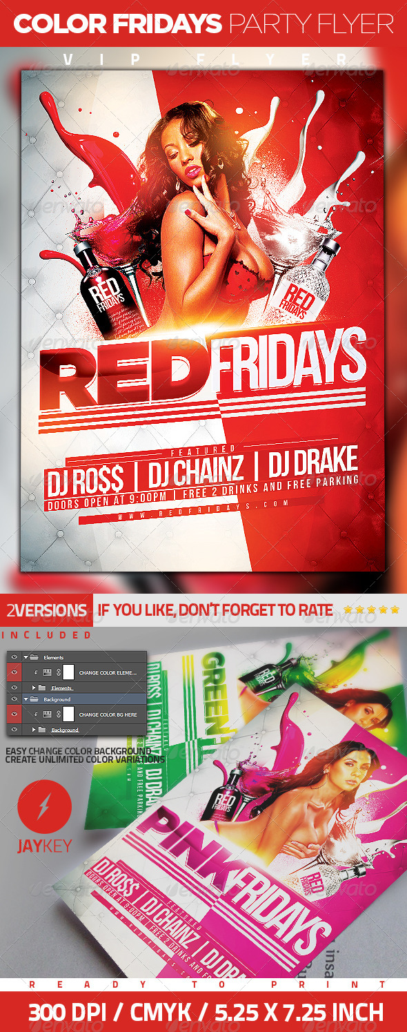 Color Fridays Party Flyer - Clubs & Parties Events