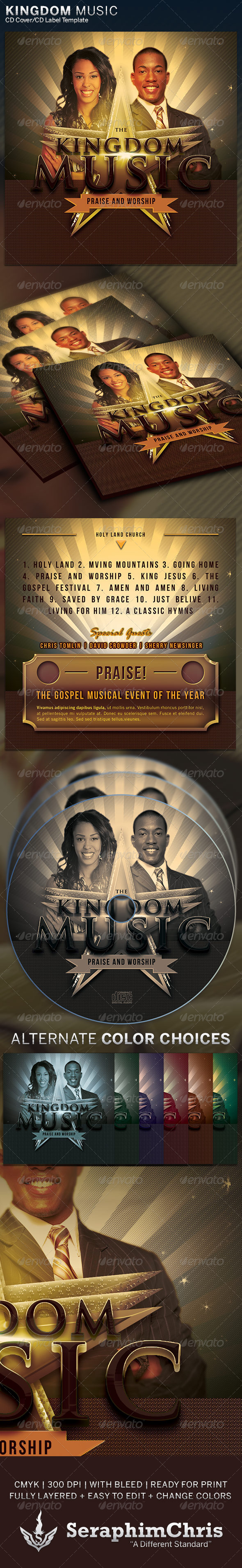 Kingdom Music: CD Cover Artwork Template - CD & DVD Artwork Print Templates