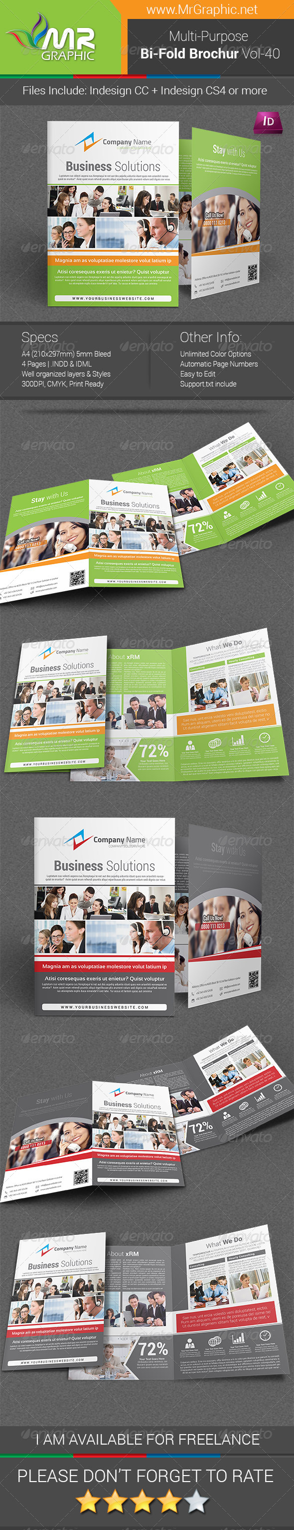 Multipurpose Bi-fold Brochure Template Vol-40 - Corporate Brochures