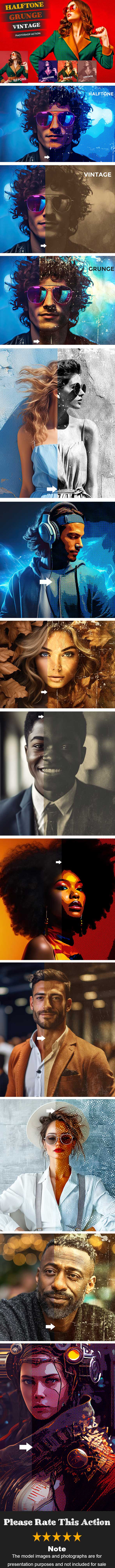 Halftone Grunge Vintage Photoshop Action