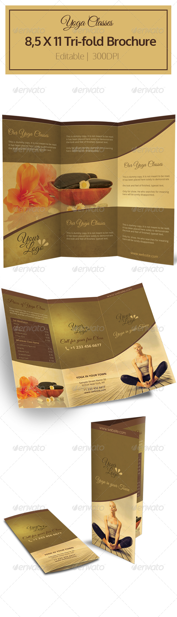 Yoga Tri-fold Brochure - Brochures Print Templates