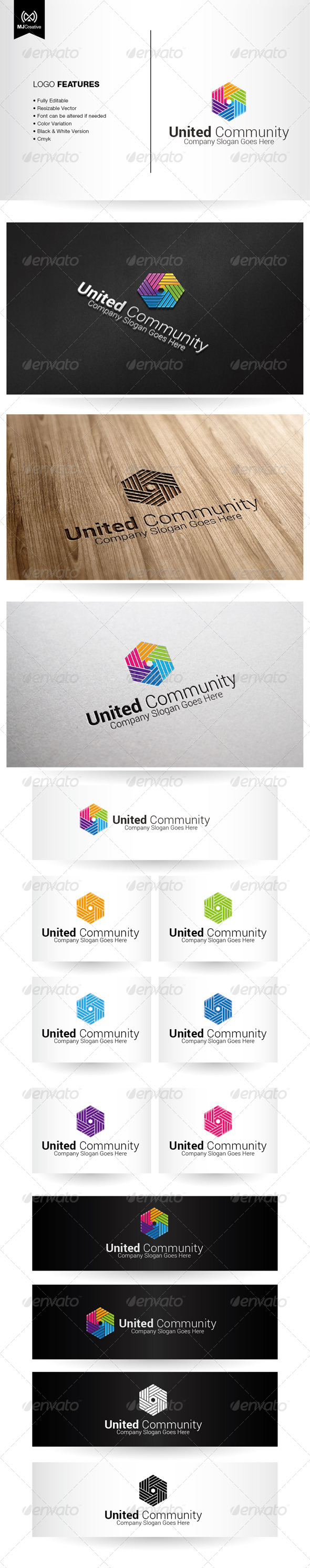 Colorful Hands and Unity Logo - Vector Abstract