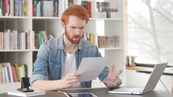 Angry Casual Redhead Man Tearing Contract, Torn alt