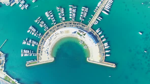 View from above of modern semicircular docks of Sukosan marine, Croatia alt