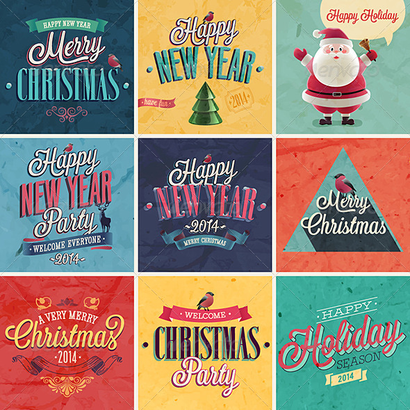 Christmas Set of Emblems and Labels - Christmas Seasons/Holidays
