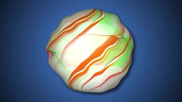 Abstract liquid marble ball spinning on gradient background.  A 101