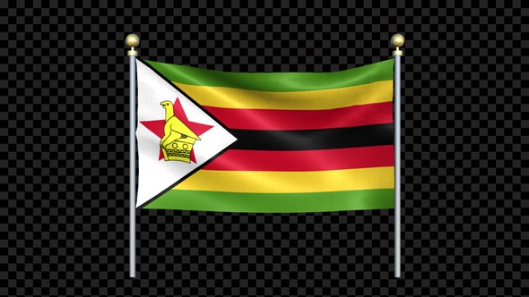 Zimbabwe Flag Waving In Double Pole Looped alt
