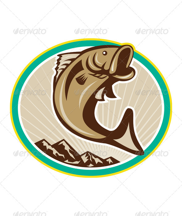 Largemouth Bass Jumping Circle - Animals Characters