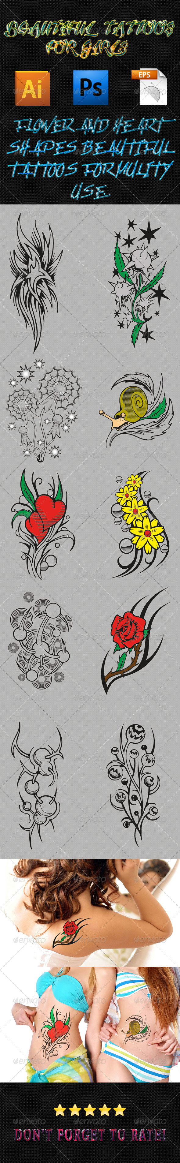 Girls Tattoos 03 - Tattoos Vectors