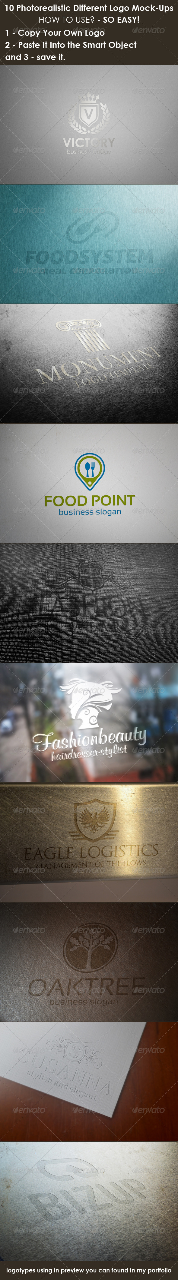 10 Photorealistic Different Logo Mock-Ups - Logo Product Mock-Ups