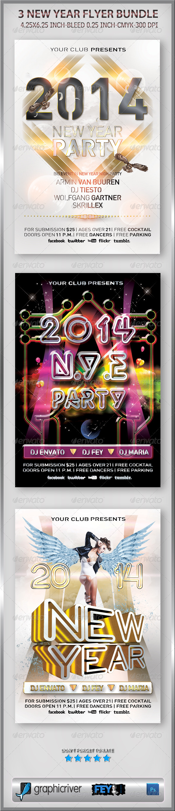 3 New Year Flyer Bundle - Events Flyers