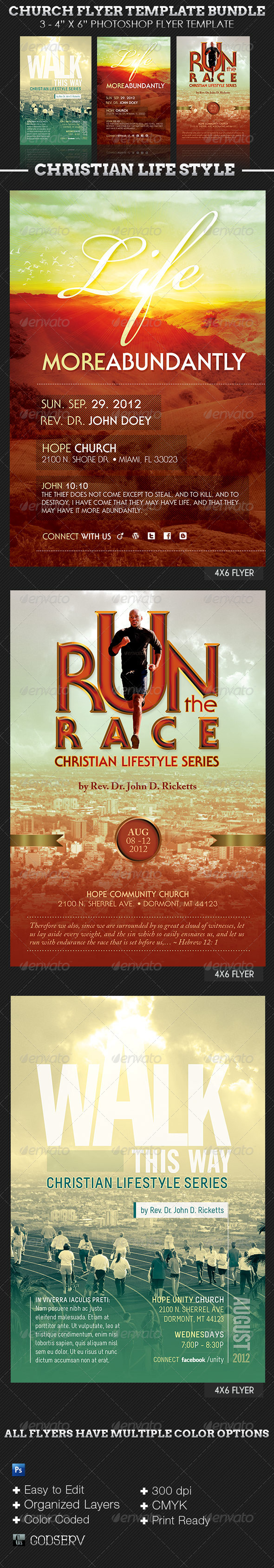 Christian Lifestyle Church Flyer Template Bundle - Church Flyers