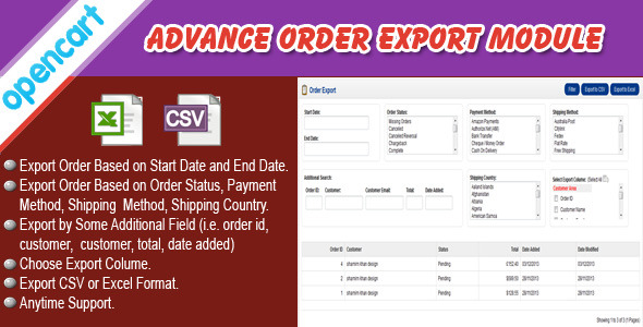 Opencart Order Export - CodeCanyon 6353442