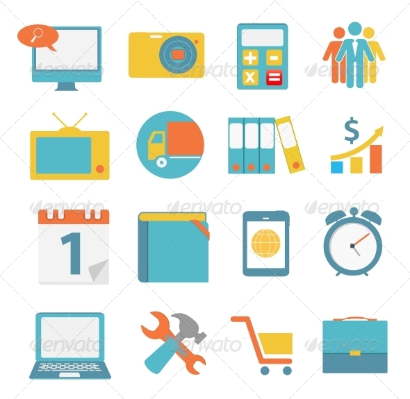 Modern Flat Icon Set for Web and Mobile Application - Web Technology