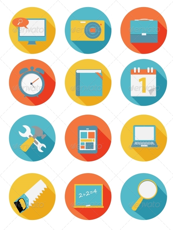 Modern Flat Icon Set for Web and Mobile Application - Web Technology