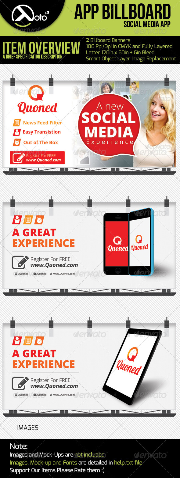 Social App Billboard - Signage Print Templates