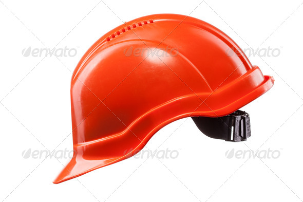 Red hard hat isolated on white