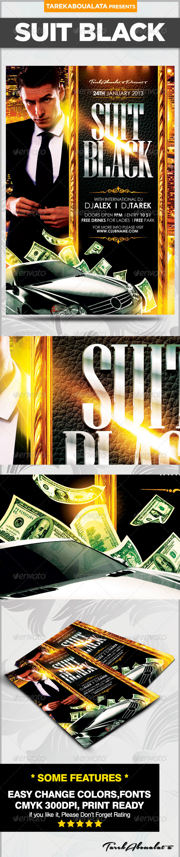 Suit Black Flyer - Clubs & Parties Events