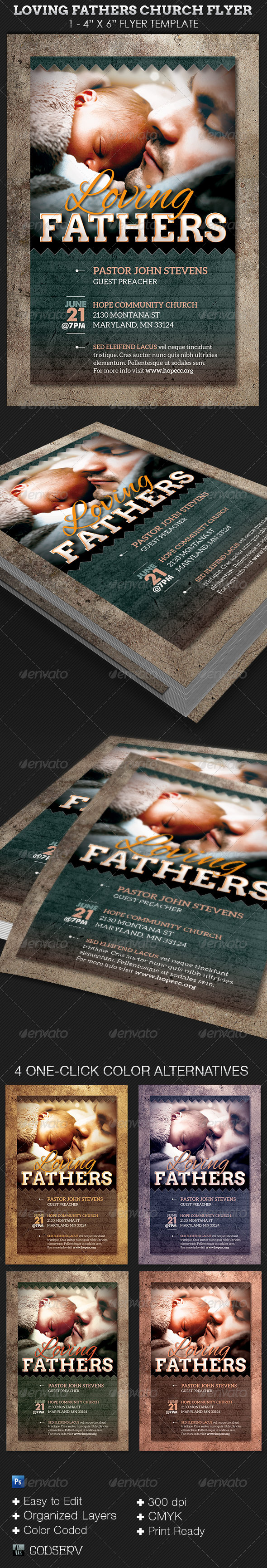 Loving Fathers Church Flyer Template - Church Flyers