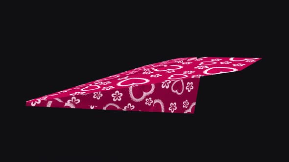 Paper Plane - Valentine Pink Hearts - Side Angle - I - Transparent Loop