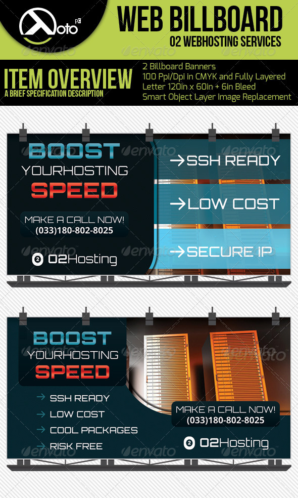 O2 Web Hosting Service Billboard - Signage Print Templates