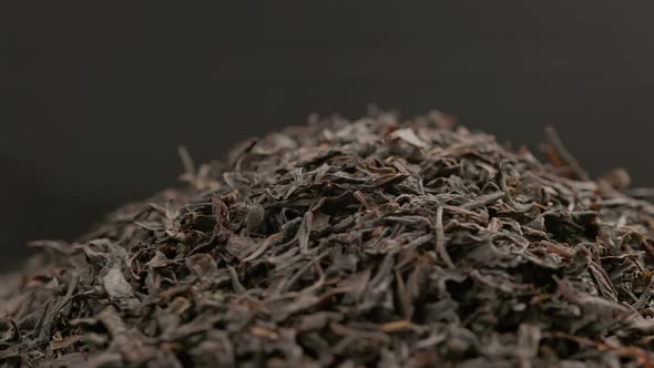 Looped Spinning Dry Black Tea Closeup Background