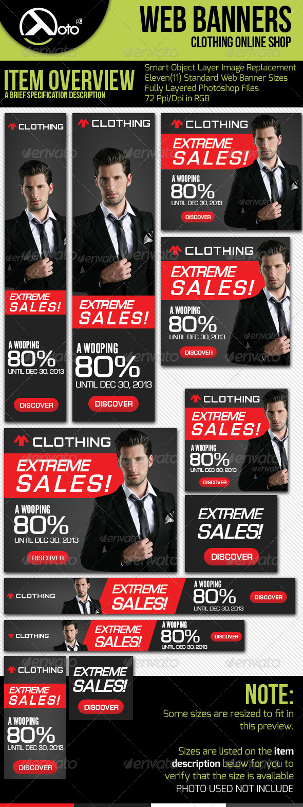 Clothing Extreme Sale Web Banners - Banners & Ads Web Elements
