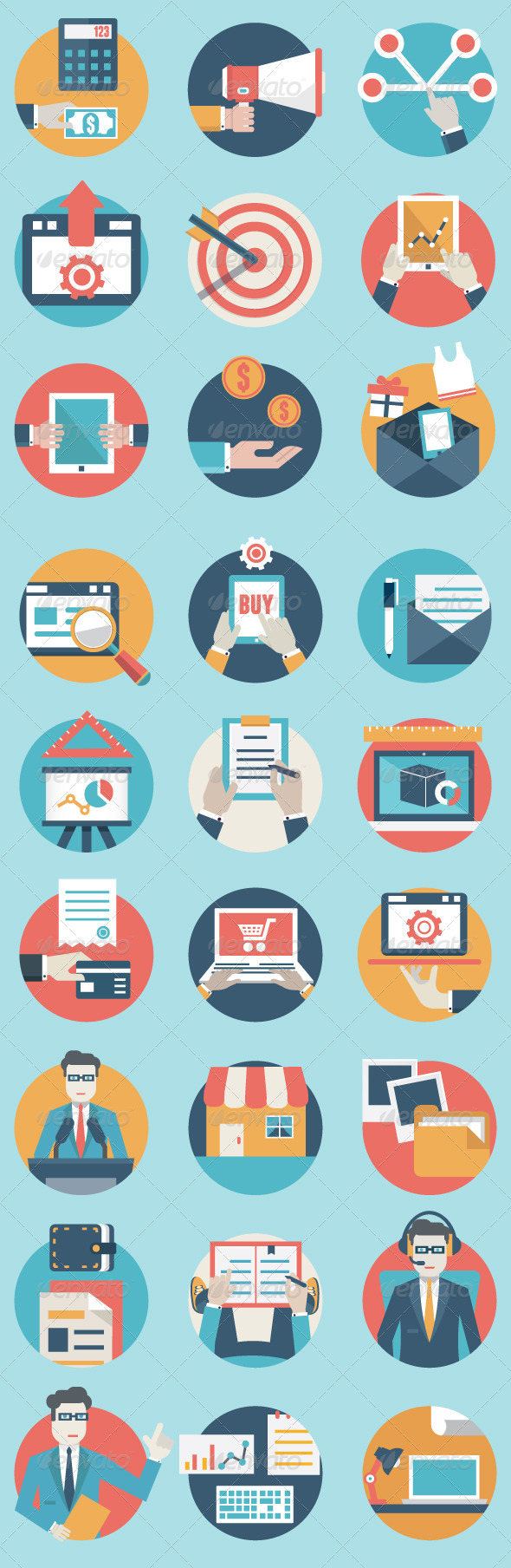 Set of Business Analytics and E-Commerce Icons - Media Icons