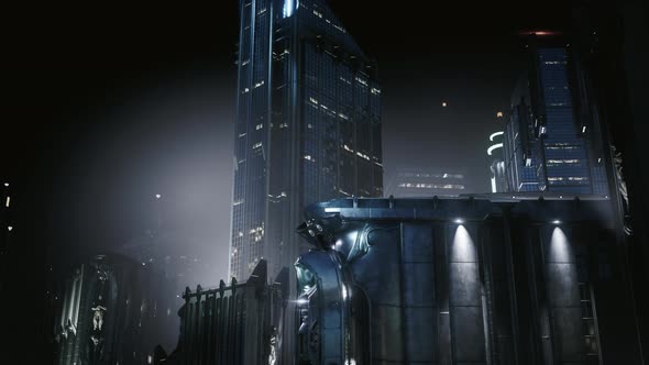 Futuristic Ciberpunk City at Night