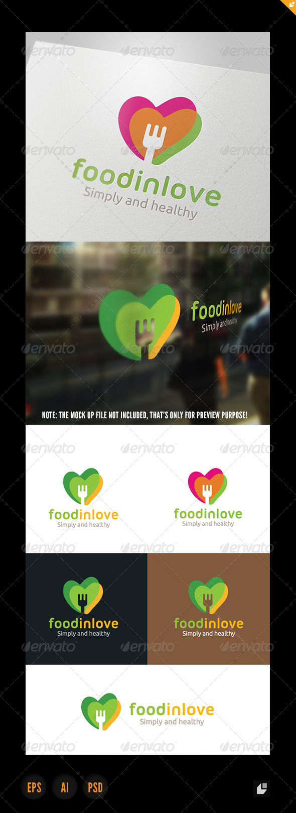Food In Love Logo - Food Logo Templates