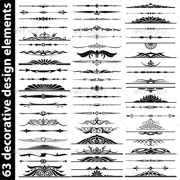 63 Decorative Design Elements Set - Decorative Vectors