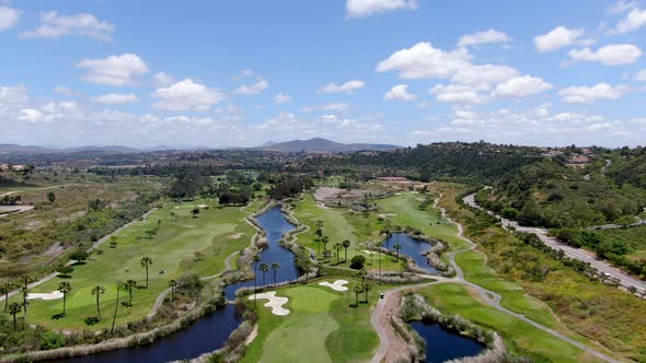 Aerial View of a Green Golf Course in South California by ...