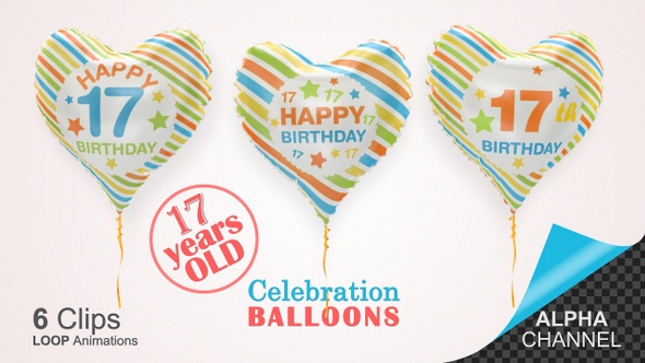 17th Birthday Celebration Helium Balloons / Seventeen Years Old