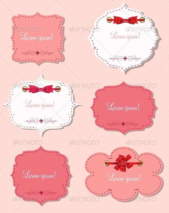 Set of Different Gift Cards with Ribbons - Valentines Seasons/Holidays