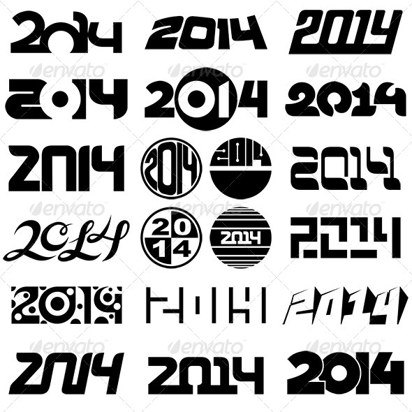 New Year 2014 Number Design Set - New Year Seasons/Holidays