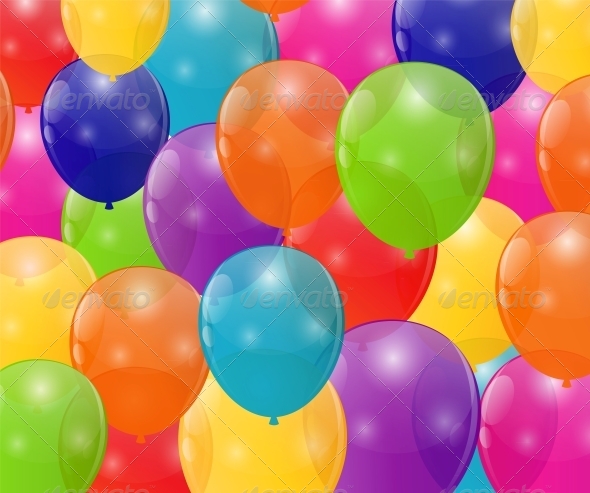 Color Glossy Balloons Background - Birthdays Seasons/Holidays