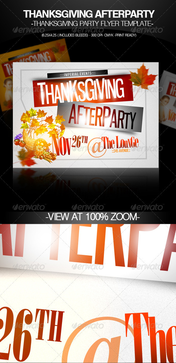 Thanksgiving Afterparty Party Flyer Template - Clubs & Parties Events