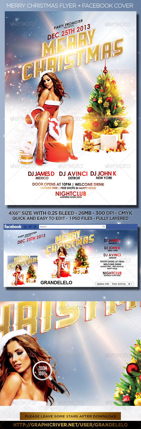 Merry Christmas Flyer + FB Cover - Holidays Events
