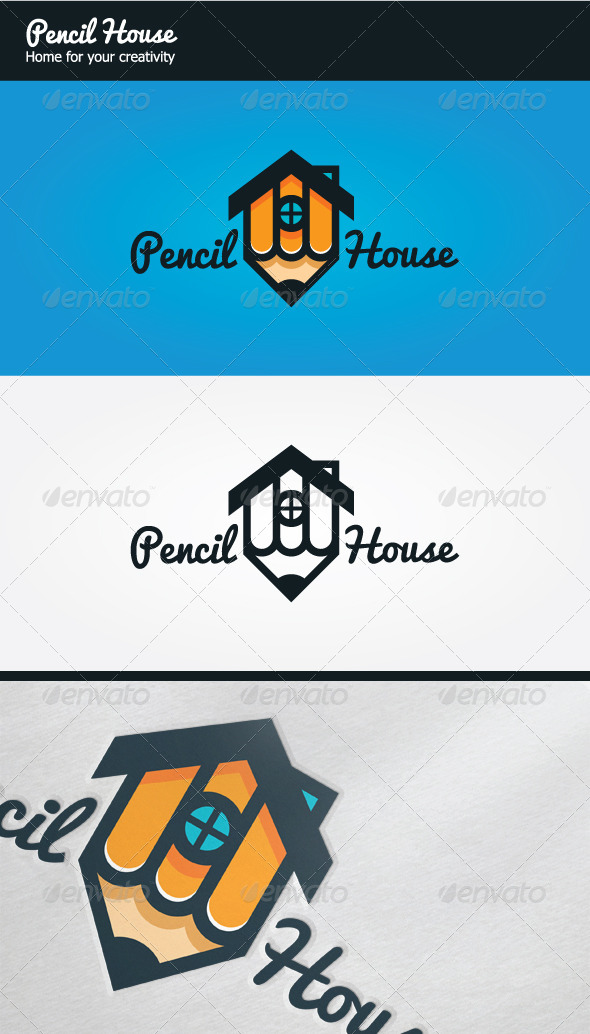 Pencil House Logo - Buildings Logo Templates