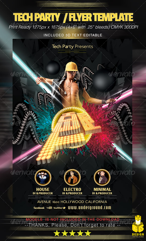 Tech Party / Flyer Template - Clubs & Parties Events