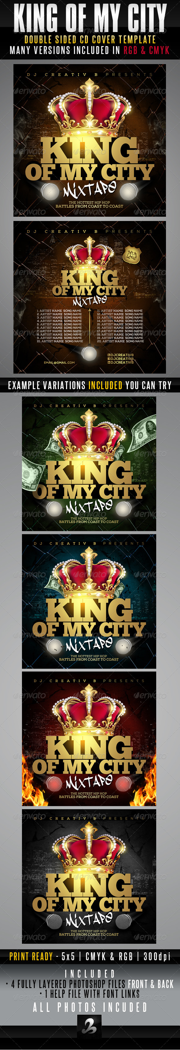King Of My City Mixtape CD Cover Template - CD & DVD Artwork Print Templates