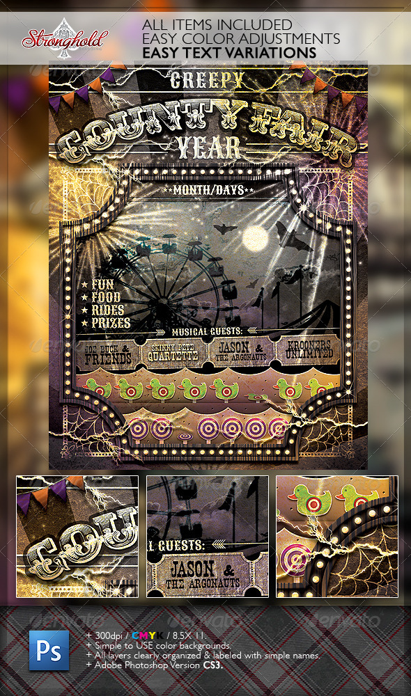Vintage Creepy Fair Carnival Flyer - Events Flyers