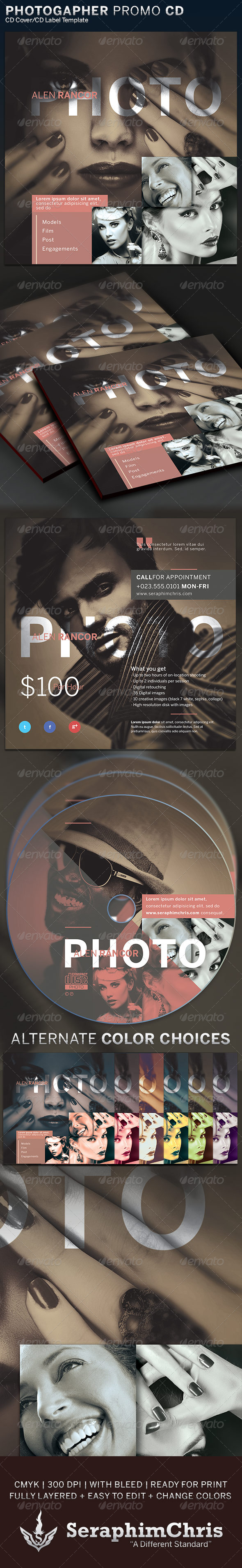 Photographer Promotional CD Cover Artwork Template - CD & DVD Artwork Print Templates